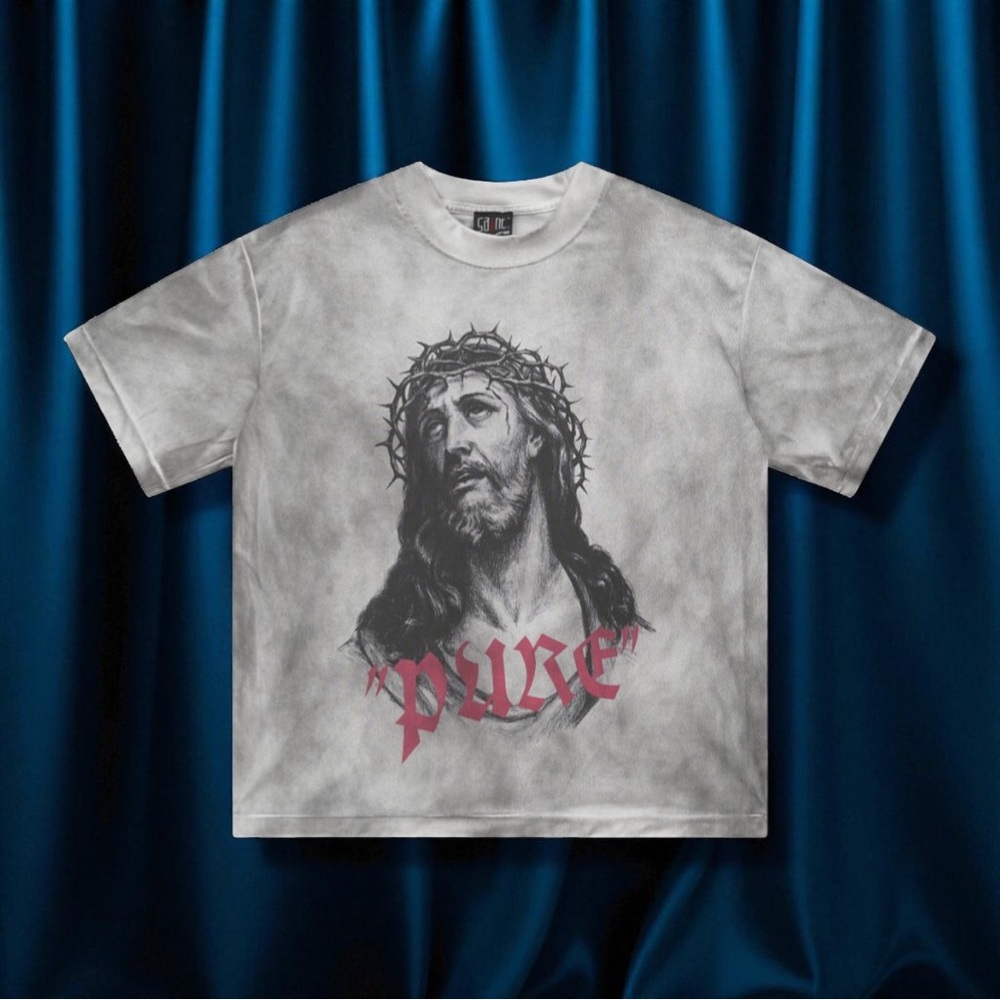 🔥Pur Gray Jesus Graphic T-Shirt - Short Sleeve🔥